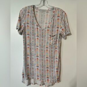 Maurices Small 24/7 Multicolor Striped V-Neck Tee